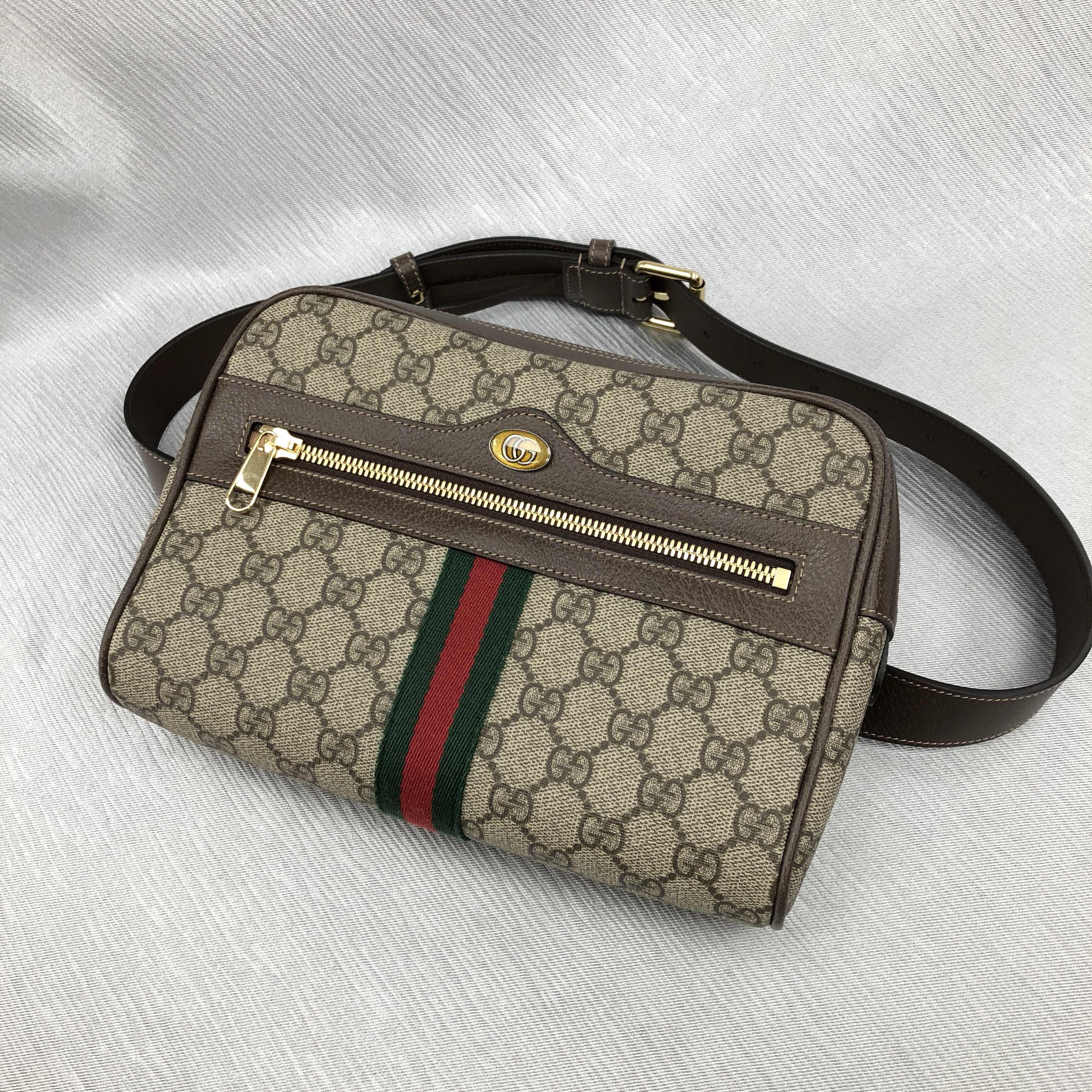 全新gucci 古驰 腰包 517077 9613b 8745 85 pvc 啡色