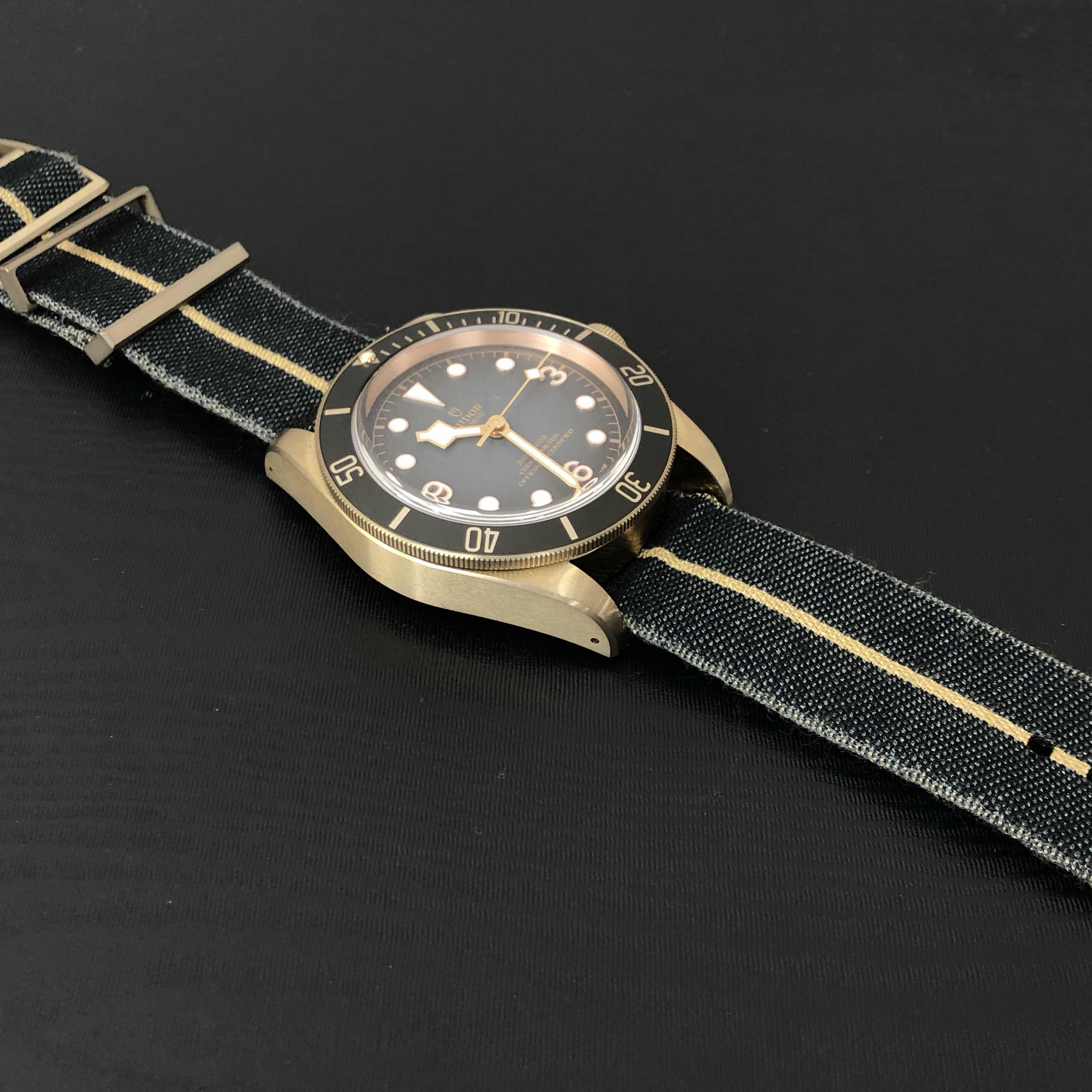 全新tudor 帝舵 碧湾型 青铜 黑色 自动机芯 79250ba-canvas strap