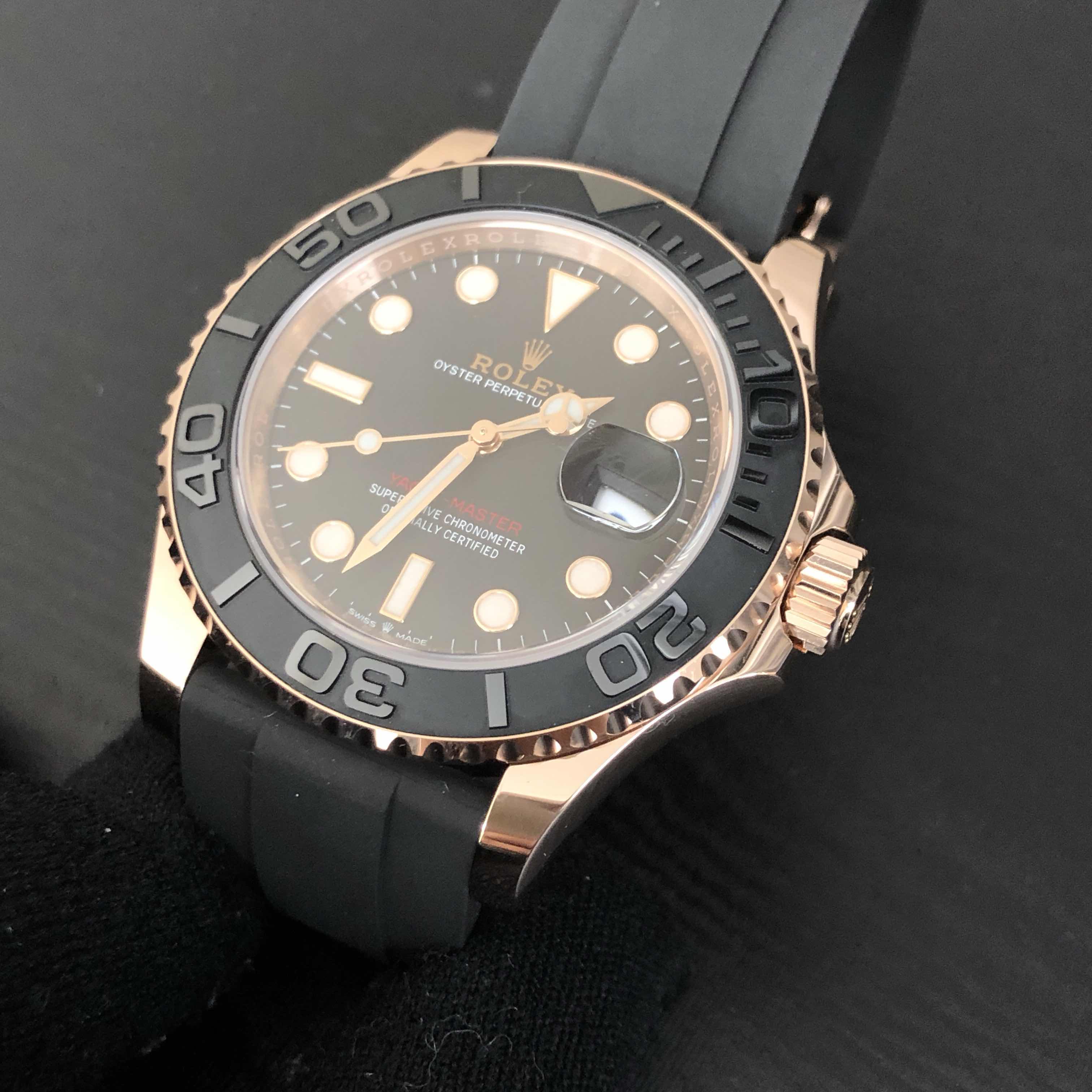 全新rolex 劳力士 游艇名仕型 18kt玫瑰金 黑色 自动机芯 126655bk