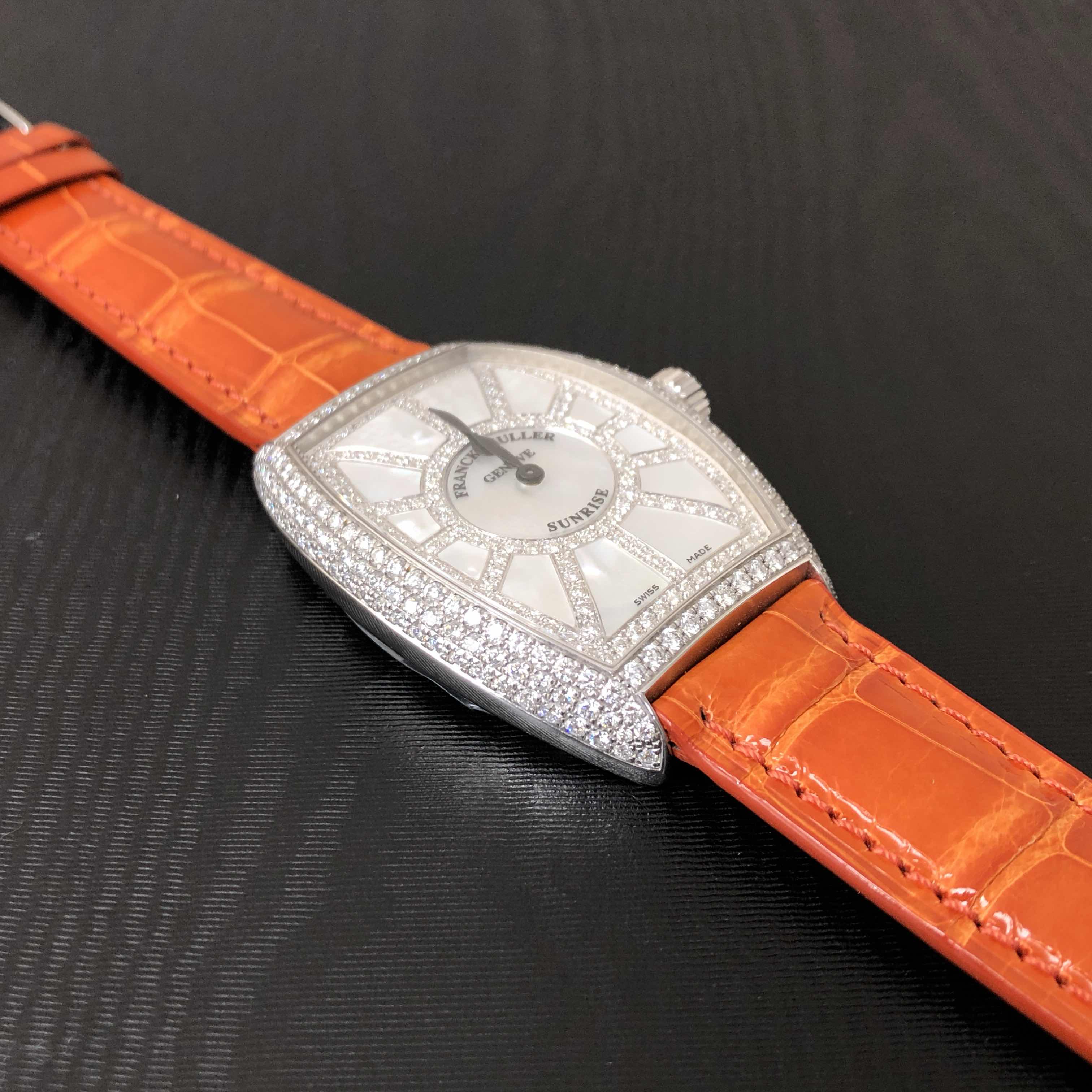 全新franck muller 法兰克穆勒 long island 精钢/钻 白色 石英机芯