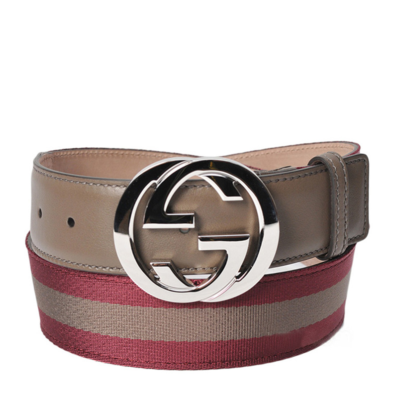 NEW GUCCI BELTS 114984 H90WN 6272 CAFE CANVAS 110CM Celebrity standing