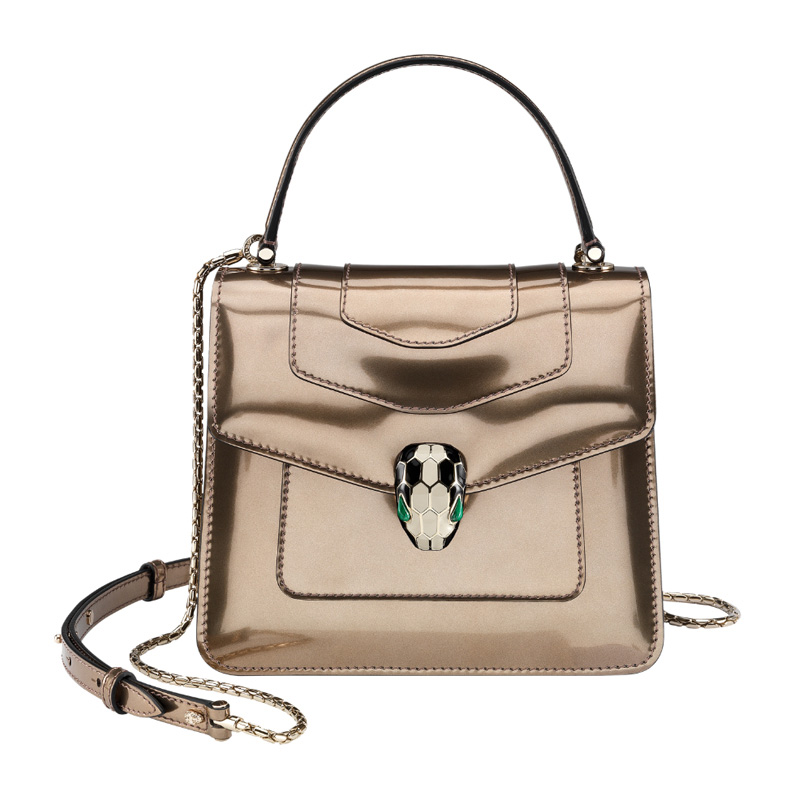 全新bulgari 宝格丽 手袋 281217 牛皮 钴铜色