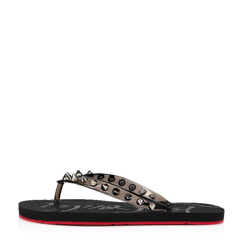 NEW CHRISTIAN LOUBOUTIN SLIPPERS 3210101 3081 RUBBER BLACK 36YARD