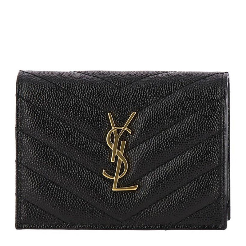 全新YSL / SAINT LAURENT 聖羅蘭銀包530841 BOWA1 1000 短身啪鈕款銀包