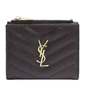 NEW YSL SAINT LAURENT WALLETS 575879 BOW01 1000 SHORT ZIPPER WALLET