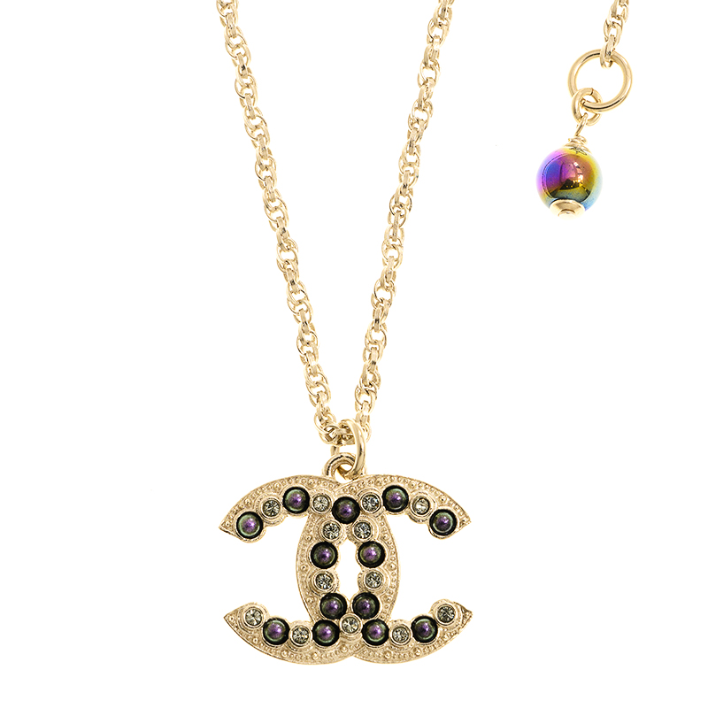 NEW CHANEL NECKLACE AB7342 GP GOLD METAL