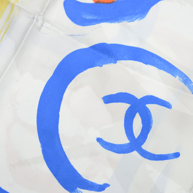 全新chanel 香奈儿 丝巾 a74327 丝 蓝色/白色