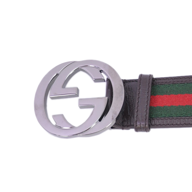 NEW GUCCI BELT 114984 H17AR 2061 RED GREEN LEATHER 95CM