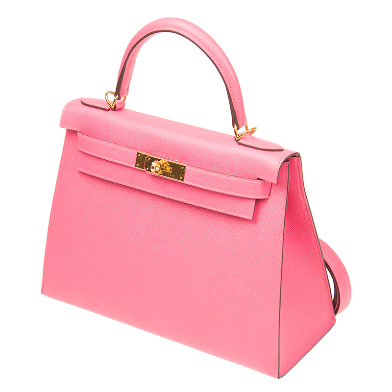 全新hermes 爱马仕 手袋 kelly 28 8w 粉红色 epsom 金扣