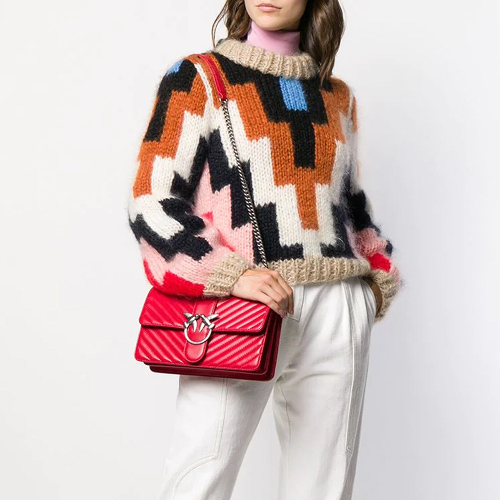 全新pinko 品高 手袋 1p21hg y5v1r60 牛皮 红色